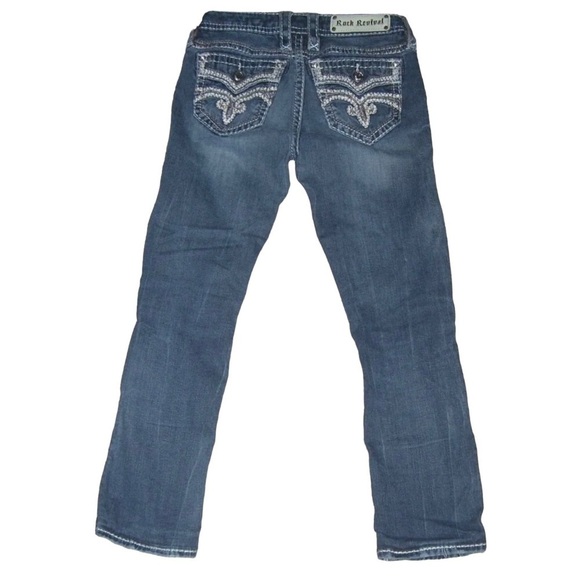 Rock Revival Sukara Straight Leg Metallic Embroidered Bling Buckle Short Length - Picture 1 of 13